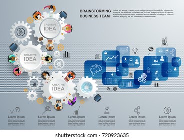 Concept for business teamwork.solution and innovation analysis and consulting, project management, financial report and strategy team . vector illustration.