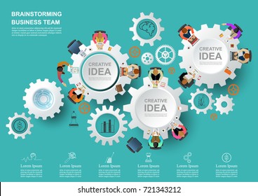 Concept for business teamwork.solution and innovation analysis and consulting, project management, financial report and strategy team . vector illustration.