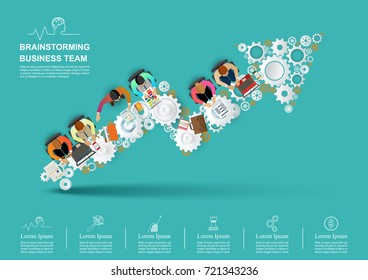 Concept for business teamwork.solution and innovation analysis and consulting, project management, financial report and strategy team . vector illustration.