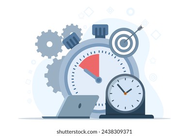 concept of Business time management, deadline, planner, startup, calendar, business strategy planning, project management. Task planning. Data analysis and analytics start up vector illustration.