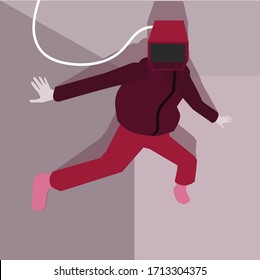Concept businessman avatar of CCTV camera. Camera that illuminates the corner of the room.
