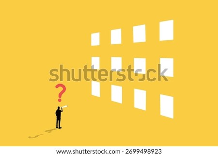Concept of businessman choosing the right gate. Direction way concept. Symbol of new job, success, ambition and motivation. Planning and strategy