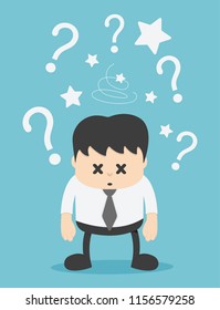 Concept businessman confused with question mark on background