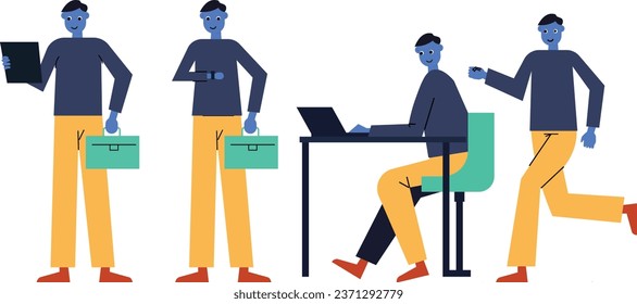 concept of Businessman with different poses, working