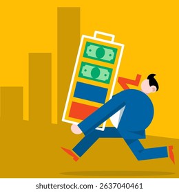The concept of a businessman full of energy to achieve sales targets