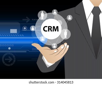 Concept Businessman in his hands ,CRM,vector