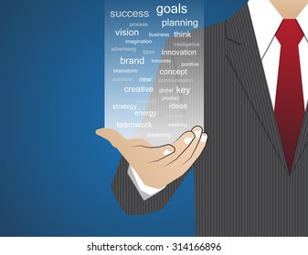 Concept Businessman in his hands ,ideas concept lighting