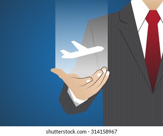 Concept Businessman in his hands ,travel