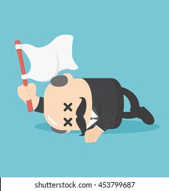 Concept businessman lying down on the floor and surrender