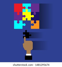 Concept of businessman with missing jigsaw puzzle piece