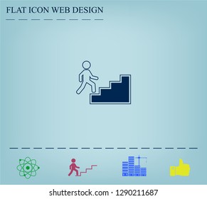 Concept, businessman on stair or steps, metaphor to success, climb, business, rise, achievement, growth, job, career, leadership, education, goal or future