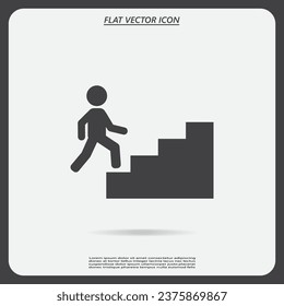 Concept, businessman on stair or steps, metaphor to success, climb, business, rise, achievement, growth, job, career, leadership, education, goal or future