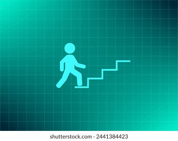 Concept, businessman on stair or steps, metaphor to success, climb, business, rise, achievement, growth, job, career, leadership, education, goal or future