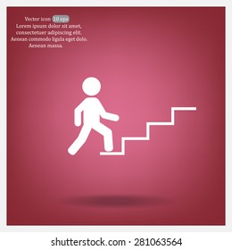 Concept, businessman on stair or steps, metaphor to success, climb, business, rise, achievement, growth, job, career, leadership, education, goal or future