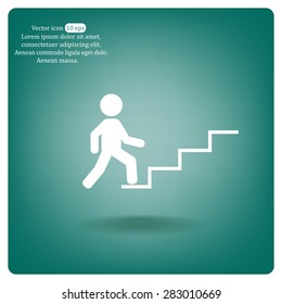 Concept, businessman on stair or steps, metaphor to success, climb, business, rise, achievement, growth, job, career, leadership, education, goal or future