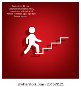 Concept, businessman on stair or steps, metaphor to success, climb, business, rise, achievement, growth, job, career, leadership, education, goal or future