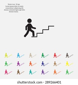Concept, businessman on stair or steps, metaphor to success, climb, business, rise, achievement, growth, job, career, leadership, education, goal or future