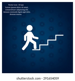 Concept, businessman on stair or steps, metaphor to success, climb, business, rise, achievement, growth, job, career, leadership, education, goal or future