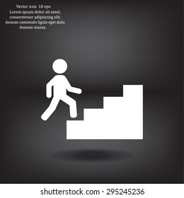Concept, businessman on stair or steps, metaphor to success, climb, business, rise, achievement, growth, job, career, leadership, education, goal or future