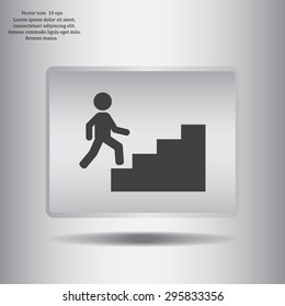 Concept, businessman on stair or steps, metaphor to success, climb, business, rise, achievement, growth, job, career, leadership, education, goal or future