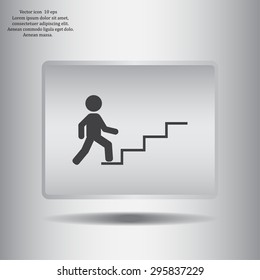 Concept, businessman on stair or steps, metaphor to success, climb, business, rise, achievement, growth, job, career, leadership, education, goal or future