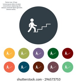 Concept, businessman on stair or steps, metaphor to success, climb, business, rise, achievement, growth, job, career, leadership, education, goal or future
