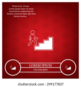 Concept, businessman on stair or steps, metaphor to success, climb, business, rise, achievement, growth, job, career, leadership, education, goal or future
