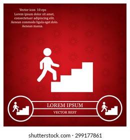 Concept, businessman on stair or steps, metaphor to success, climb, business, rise, achievement, growth, job, career, leadership, education, goal or future