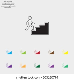 Concept, businessman on stair or steps, metaphor to success, climb, business, rise, achievement, growth, job, career, leadership, education, goal or future