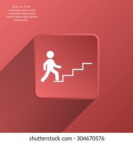 Concept, businessman on stair or steps, metaphor to success, climb, business, rise, achievement, growth, job, career, leadership, education, goal or future