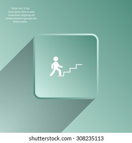 Concept, businessman on stair or steps, metaphor to success, climb, business, rise, achievement, growth, job, career, leadership, education, goal or future