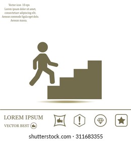 Concept, businessman on stair or steps, metaphor to success, climb, business, rise, achievement, growth, job, career, leadership, education, goal or future