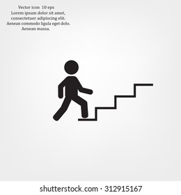 Concept, businessman on stair or steps, metaphor to success, climb, business, rise, achievement, growth, job, career, leadership, education, goal or future