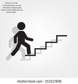 Concept, businessman on stair or steps, metaphor to success, climb, business, rise, achievement, growth, job, career, leadership, education, goal or future