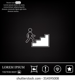 Concept, businessman on stair or steps, metaphor to success, 
