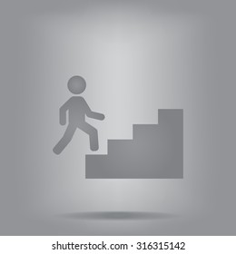 Concept, businessman on stair or steps, metaphor to success, climb, business, rise, achievement, growth, job, career, leadership, education, goal or future