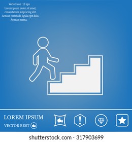 Concept, businessman on stair or steps, metaphor to success, climb, business, rise, achievement, growth, job, career, leadership, education, goal or future