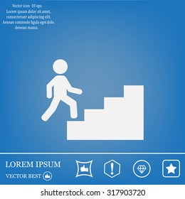 Concept, businessman on stair or steps, metaphor to success, climb, business, rise, achievement, growth, job, career, leadership, education, goal or future