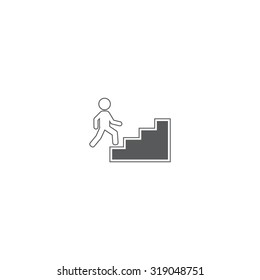 Concept, businessman on stair or steps, metaphor to success, climb, business, rise, achievement, growth, job, career, leadership, education, goal or future