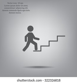Concept, businessman on stair or steps, metaphor to success, climb, business, rise, achievement, growth, job, career, leadership, education, goal or future