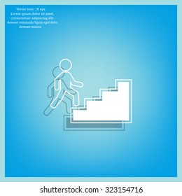 Concept, businessman on stair or steps, metaphor to success, climb, business, rise, achievement, growth, job, career, leadership, education, goal or future