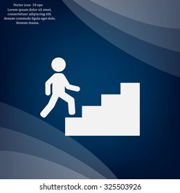 Concept, businessman on stair or steps, metaphor to success, climb, business, rise, achievement, growth, job, career, leadership, education, goal or future