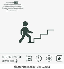 Concept, businessman on stair or steps, metaphor to success, climb, business, rise, achievement, growth, job, career, leadership, education, goal or future