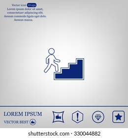 Concept, businessman on stair or steps, metaphor to success, climb, business, rise, achievement, growth, job, career, leadership, education, goal or future
