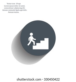 Concept, businessman on stair or steps, metaphor to success, climb, business, rise, achievement, growth, job, career, leadership, education, goal or future
