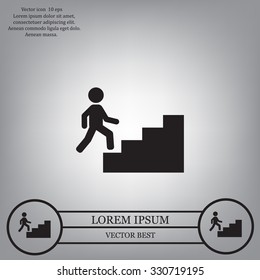 Concept, businessman on stair or steps, metaphor to success, climb, business, rise, achievement, growth, job, career, leadership, education, goal or future