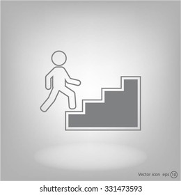 Concept, businessman on stair or steps, metaphor to success, climb, business, rise, achievement, growth, job, career, leadership, education, goal or future