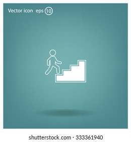 Concept, businessman on stair or steps, metaphor to success, climb, business, rise, achievement, growth, job, career, leadership, education, goal or future