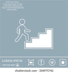 Concept, businessman on stair or steps, metaphor to success, climb, business, rise, achievement, growth, job, career, leadership, education, goal or future