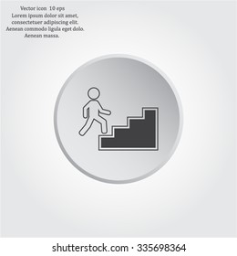Concept, businessman on stair or steps, metaphor to success, climb, business, rise, achievement, growth, job, career, leadership, education, goal or future